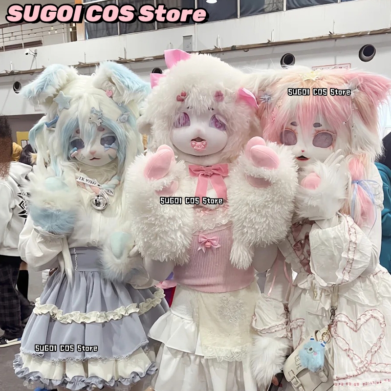 Anime Cosplay Mask - aBcSCS*Fursuit Head Kigurumi Topeng Bulu Lucu
