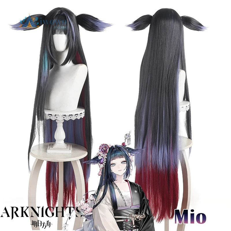 Cosplay Anime Black Hair - Wig Cosplay Arknights Mio Rambut Lurus