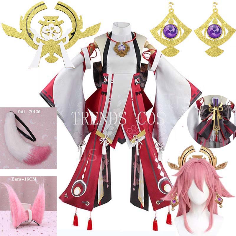 Cosplay Anime Yae Miko - Yae Miko Set lengkap Guuji Yae