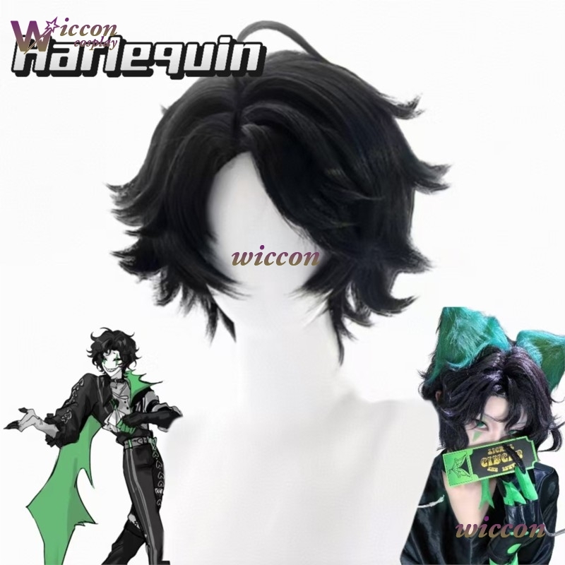Cosplay Anime Black Hair - Wig Cosplay Set Lengkap Badut Pierrot