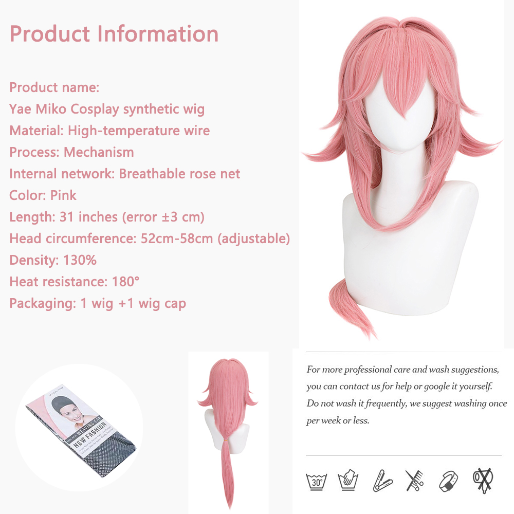 Yae Miko 1:1 Wig Cosplay Resto - Cosplay Anime Yae Miko ulasan dan harga
