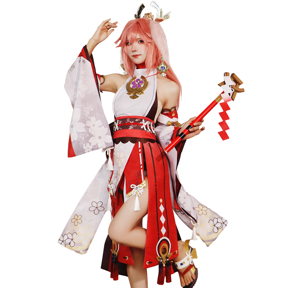 Kostum Cosplay Genshin Impact  - Cosplay Anime Yae Miko ulasan dan harga